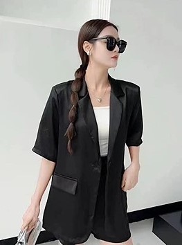 ModaFesta - flap-blazer-with-short-set-black