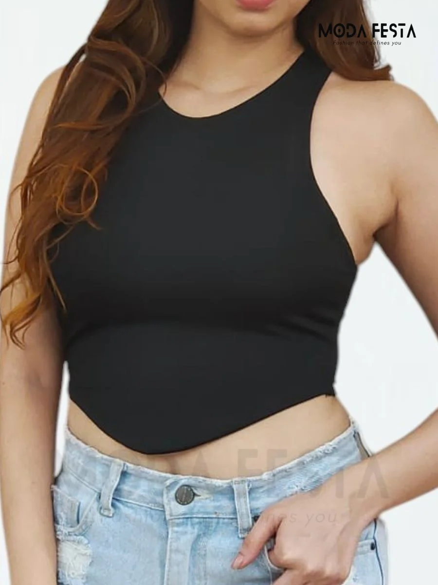 ModaFesta - elegant-crop-top-black