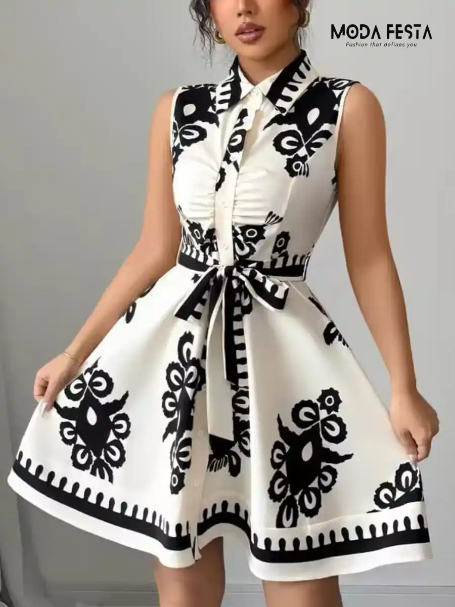 ModaFesta - floral-a-line-dress-black