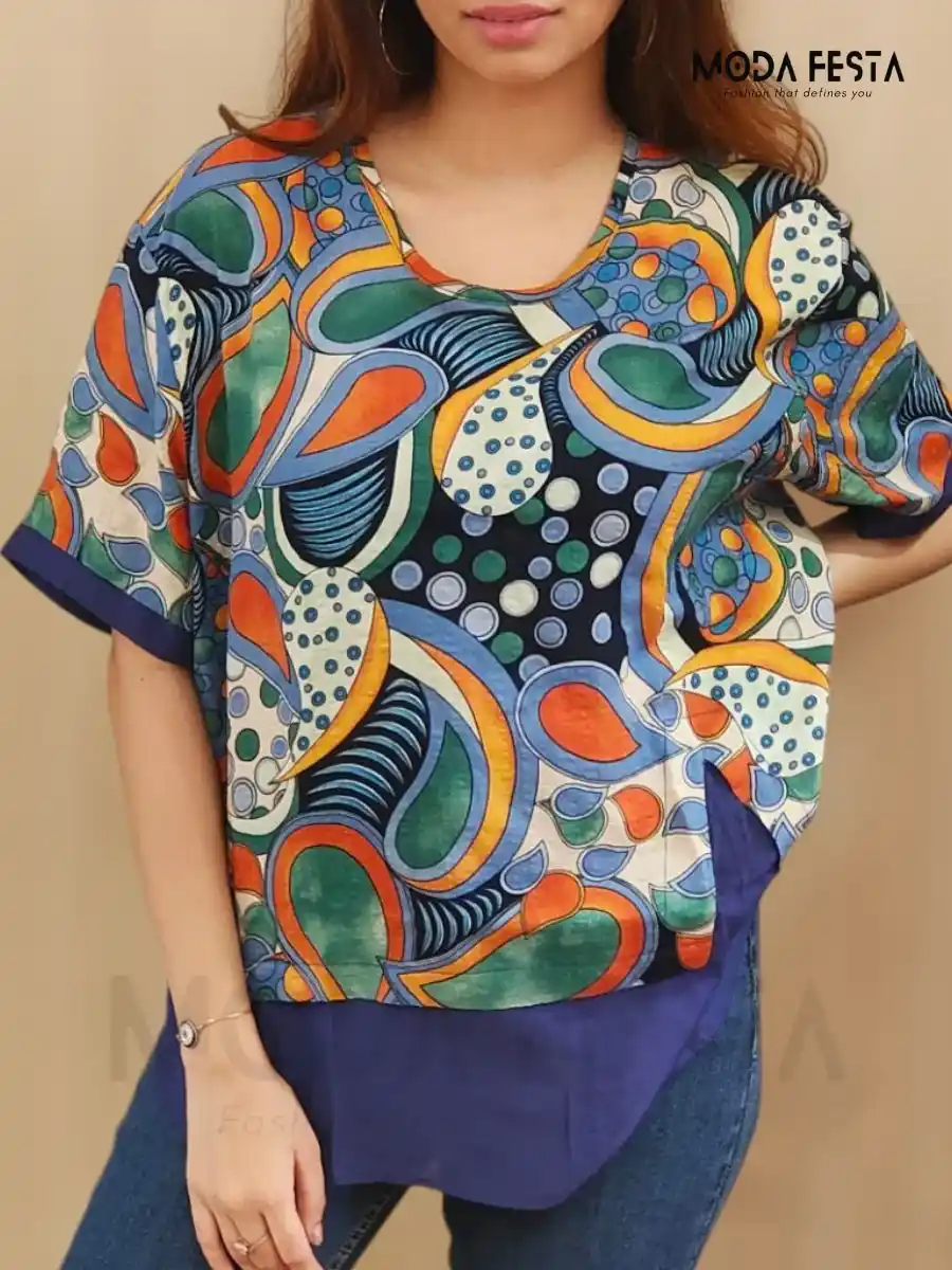 ModaFesta - bohemian-style-printed-top-blue