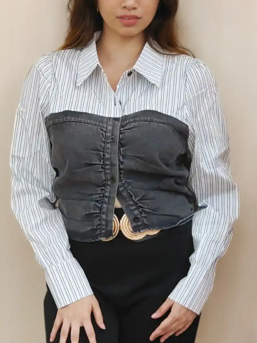 ModaFesta - stylish-crop-shirt-grey