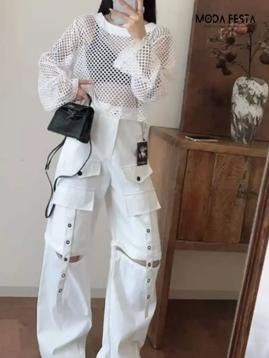 ModaFesta - elegant-cargo-style-coord-set-white