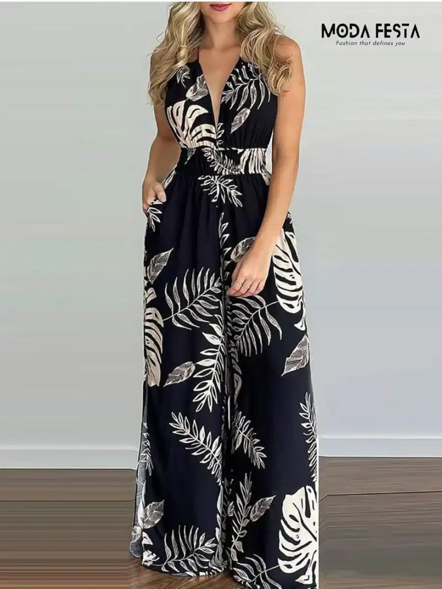 ModaFesta - floral-black-jumpsuit
