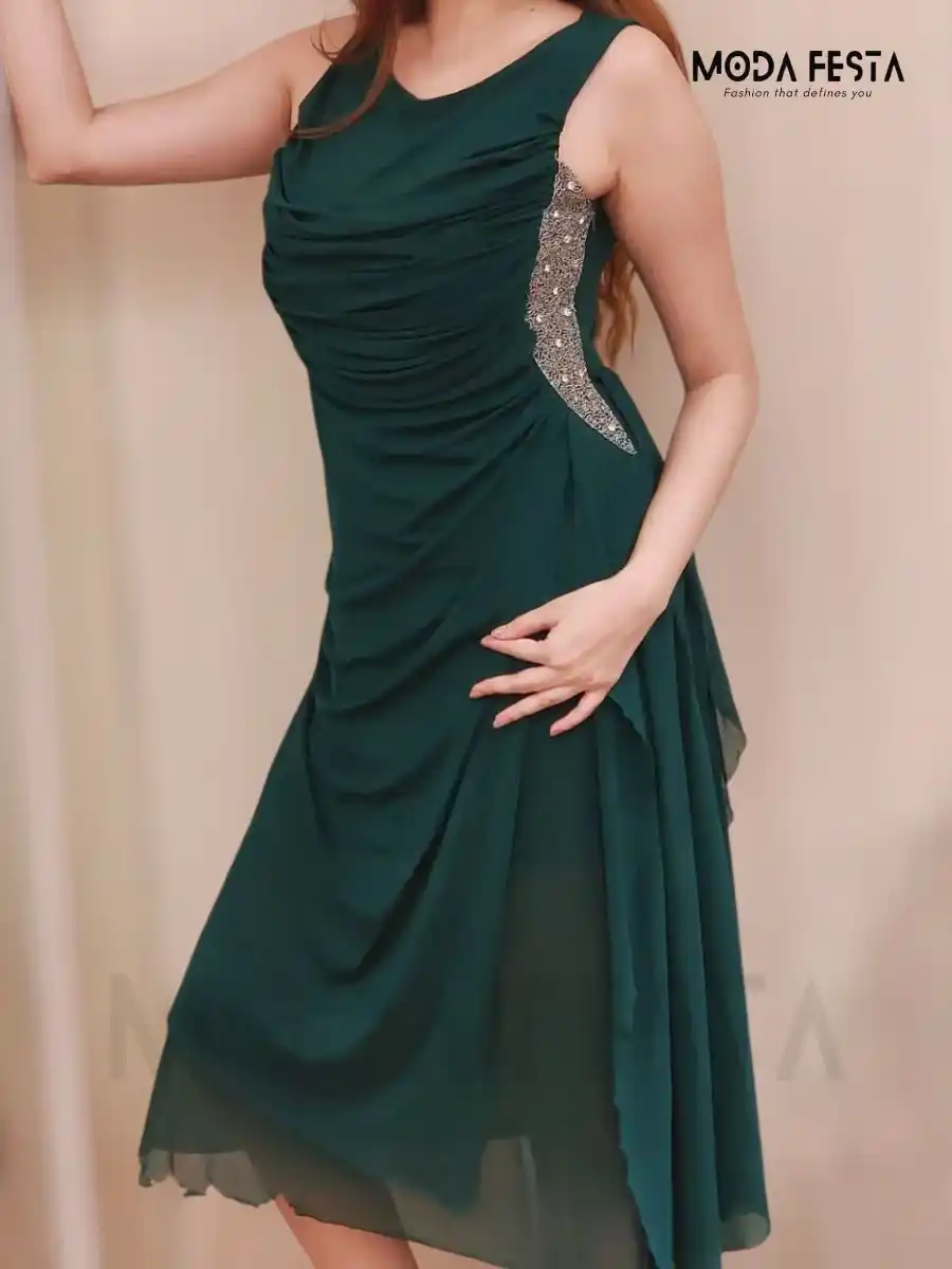ModaFesta - crepe-dress-stone-green