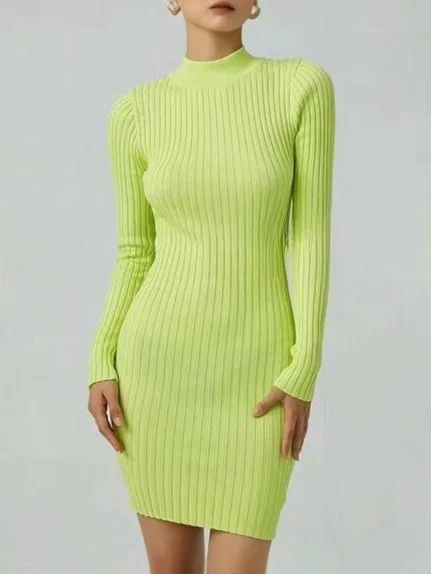 ModaFesta - cozy-curve-neon-green-winter-dress-for-women