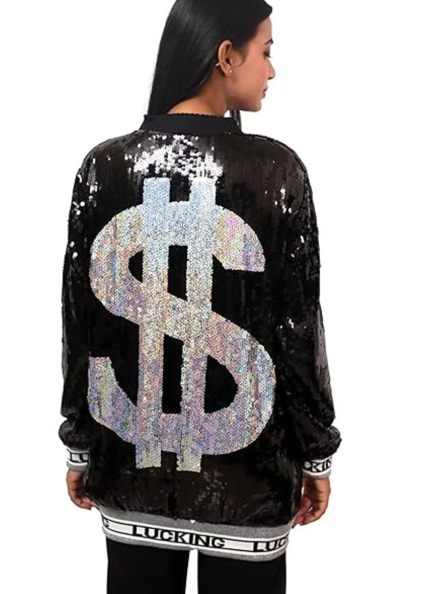 ModaFesta - sequin-jacket-dollar-sign-black