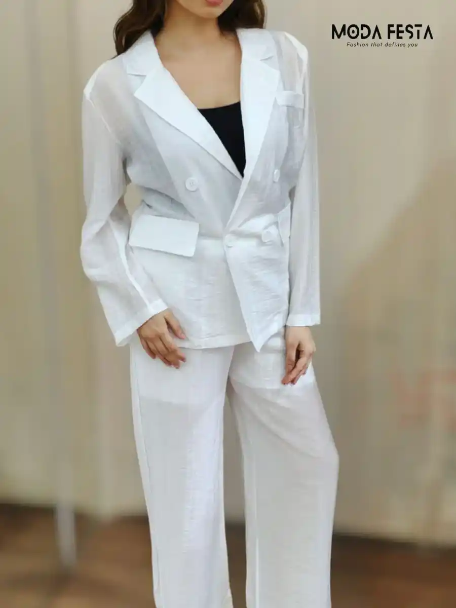 ModaFesta - elegant-white-blazer-coord-set
