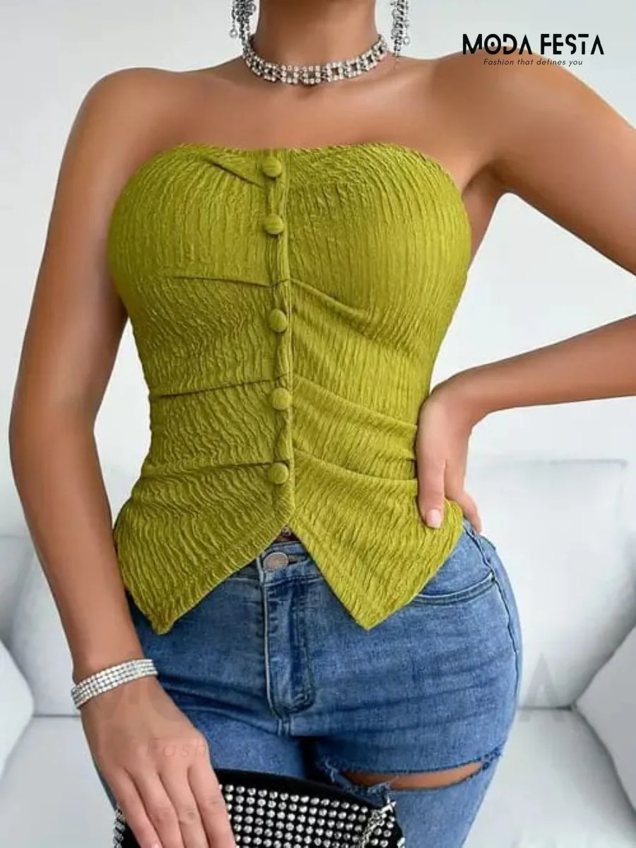 ModaFesta - textured-tube-top-green