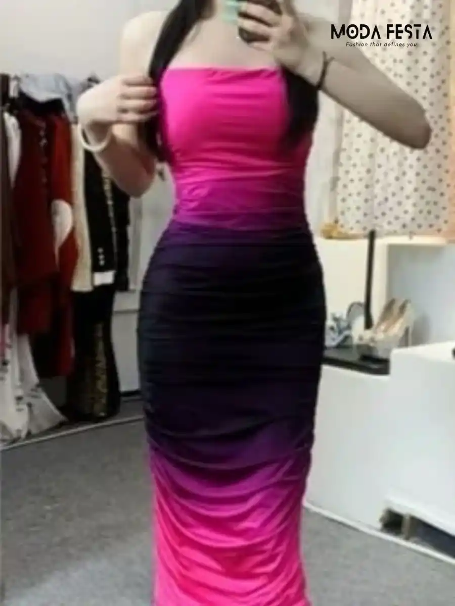 ModaFesta - stylish-bodycon-tie-die-tube-dress-pink