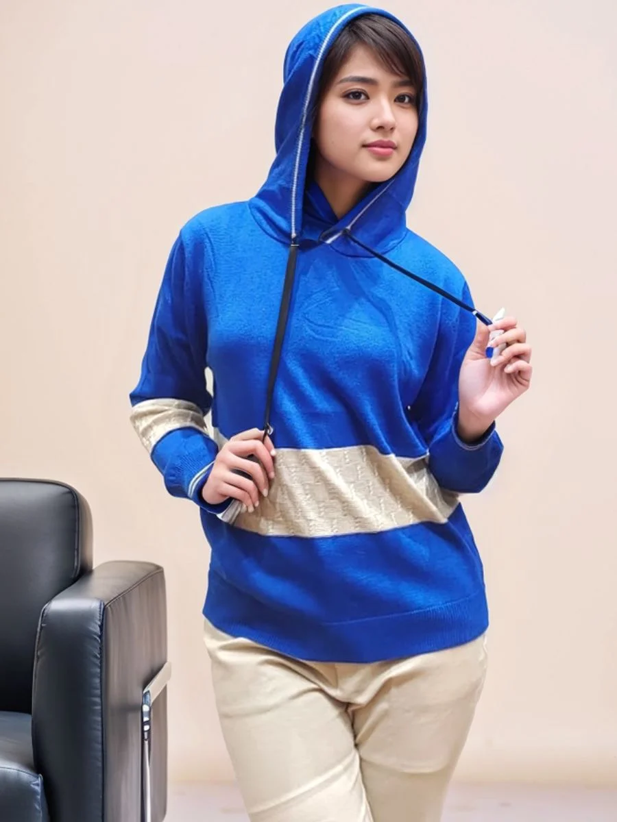 ModaFesta - sweat-knitted-hooded-blue